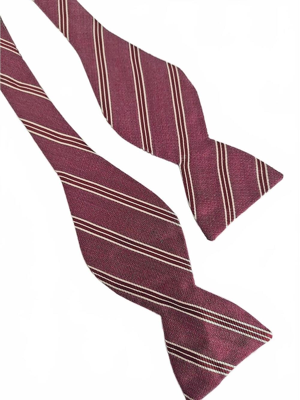 Carrot & Gibbs Silk Bow Tie Pink Stripe Adjustable Buttons Self-Tie 2.5"